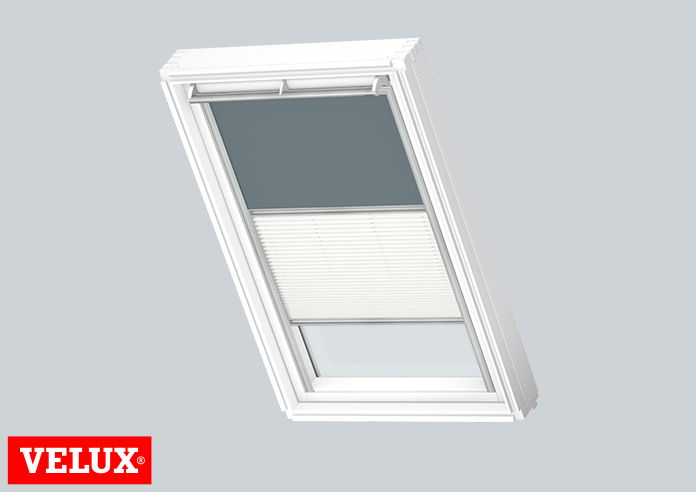 Duo Blind (Blackout), 4581 Dark Petrol & 1016 White - VELUX Loft Blind - Image 3